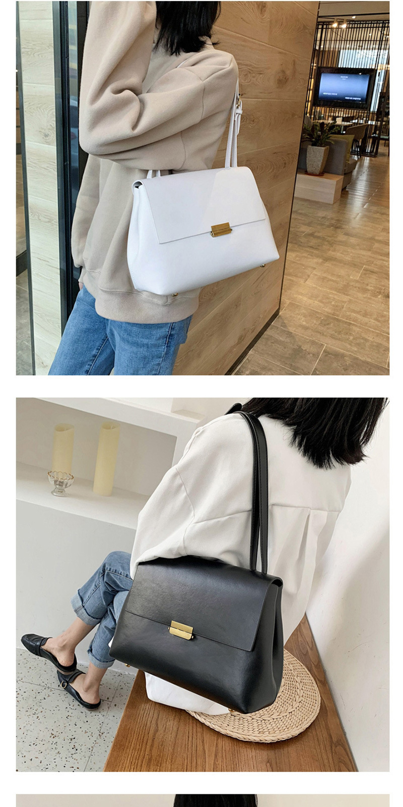 Fashion Gray Blue Flap Lock Diagonal Shoulder Bag,Messenger bags