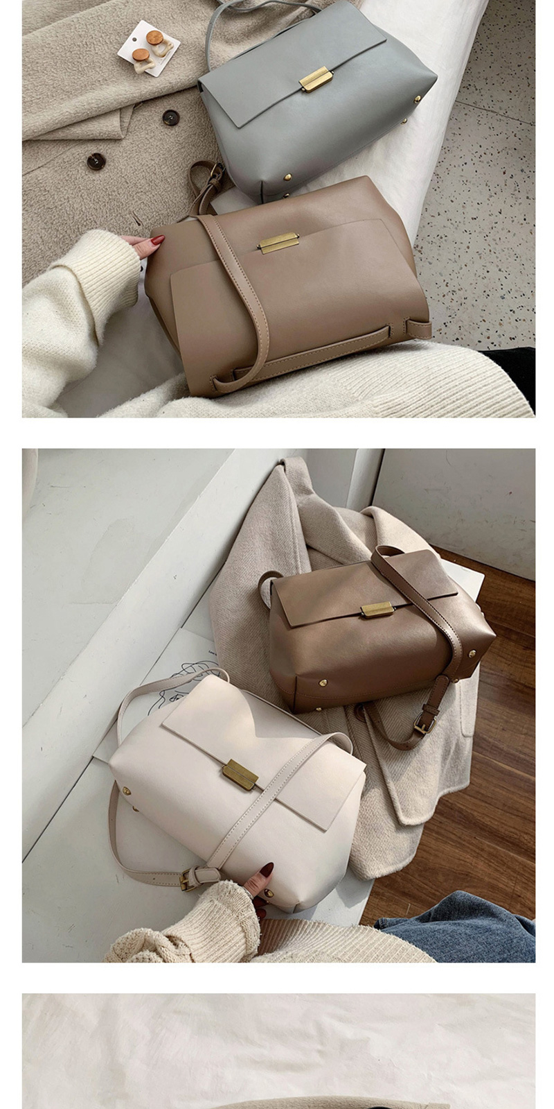 Fashion Khaki Flap Lock Diagonal Shoulder Bag,Messenger bags
