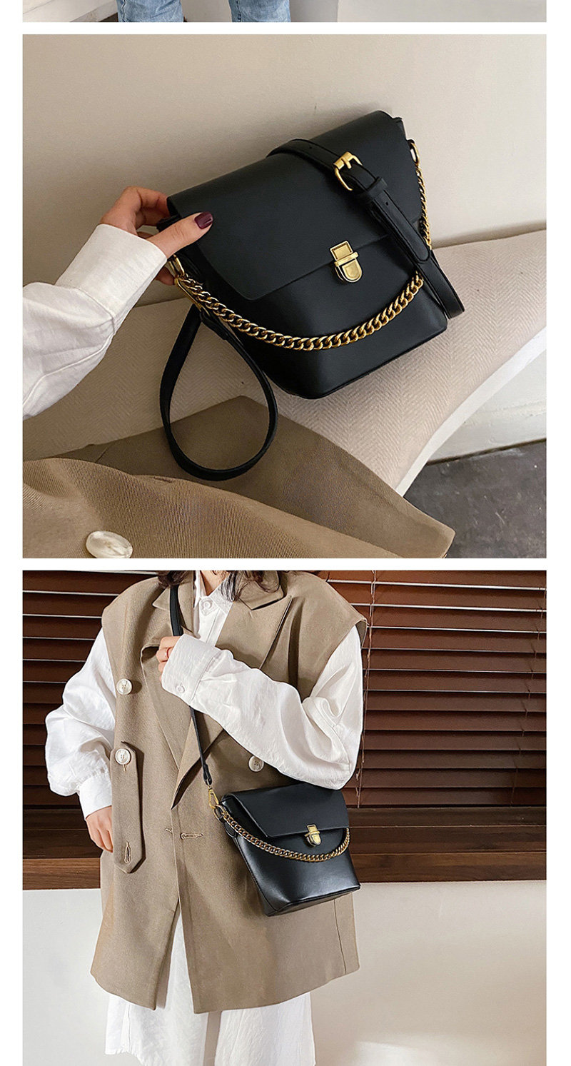 Fashion Creamy-white Chain Flap Bucket Shoulder Cross Body Bag,Shoulder bags