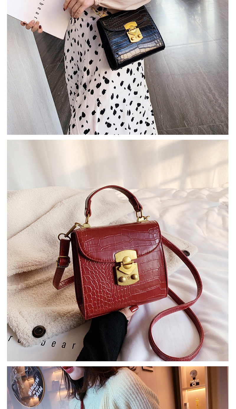 Fashion Dark Brown Crocodile Lock Flap Shoulder Crossbody Bag,Handbags