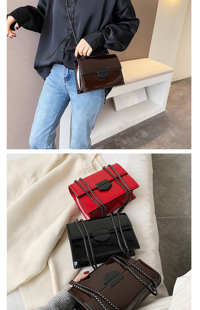 Fashion Coffee Color Patent Leather Cross-body Shoulder Bag,Shoulder bags