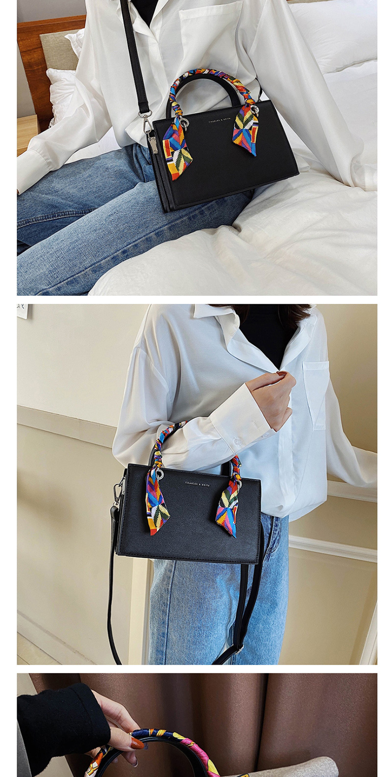 Fashion Yellow Scarf Stitched Contrast Bronzing Alphabet Shoulder Bag,Handbags