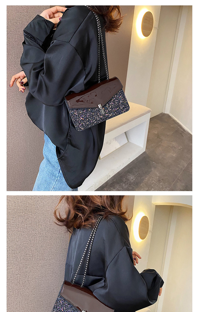 Fashion Black Sequined Patent-leather Shoulder Bag,Shoulder bags