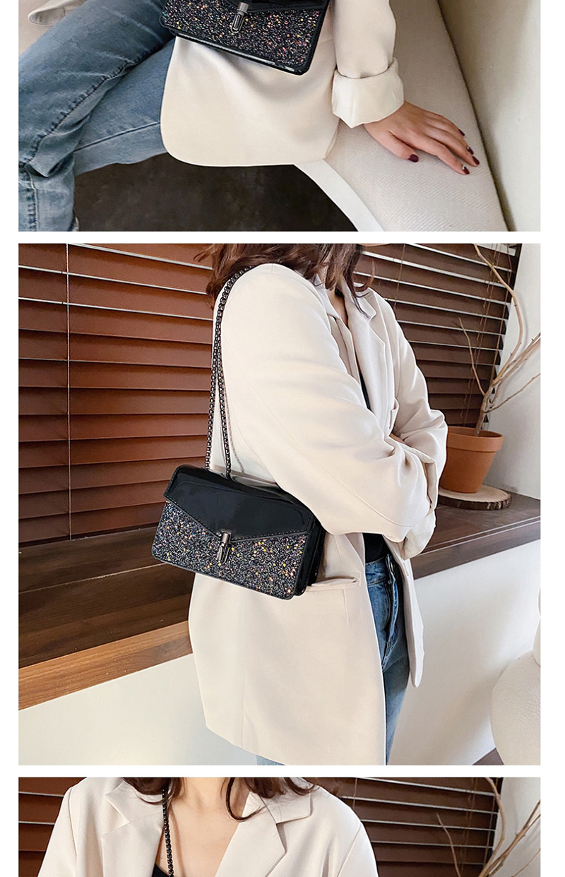 Fashion Black Sequined Patent-leather Shoulder Bag,Shoulder bags