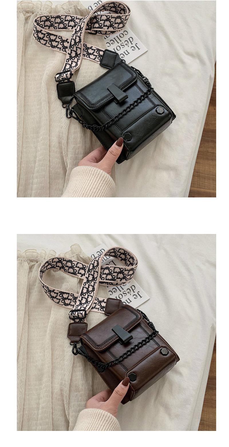 Fashion Black Chain Stitched Studded Crossbody Bag,Shoulder bags