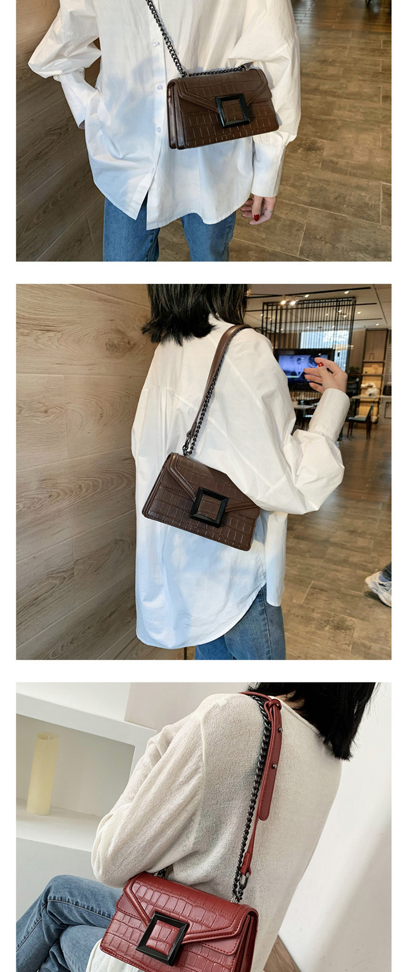 Fashion Black Crocodile Chain Flap Shoulder Bag,Shoulder bags