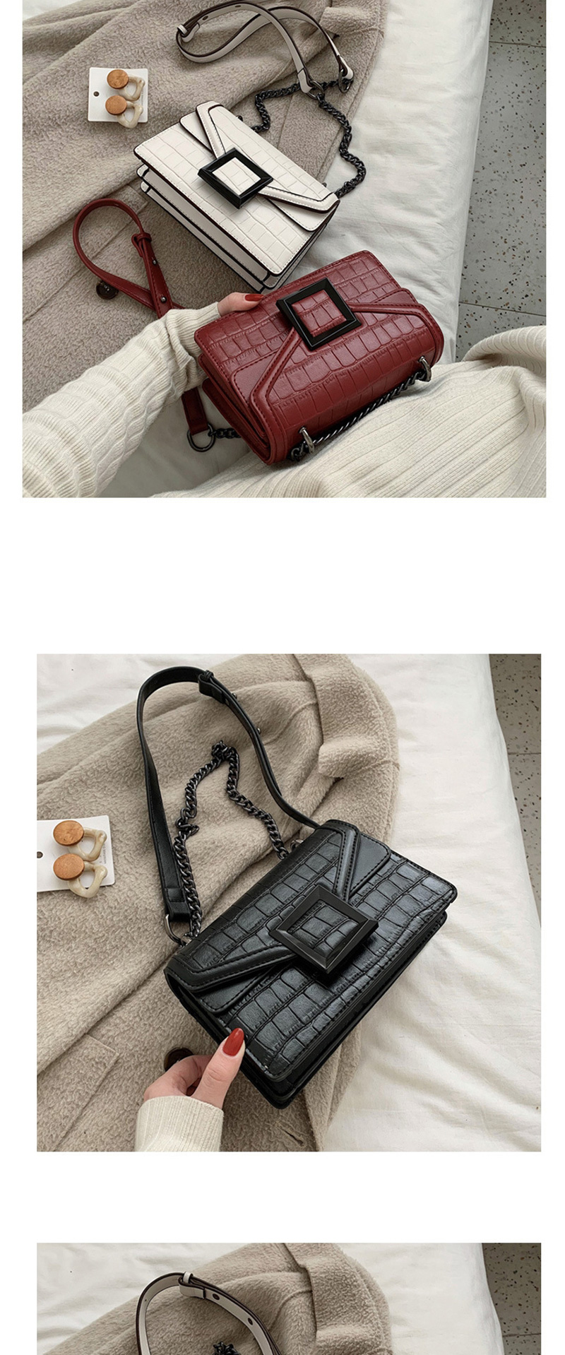 Fashion Red Crocodile Chain Flap Shoulder Bag,Shoulder bags