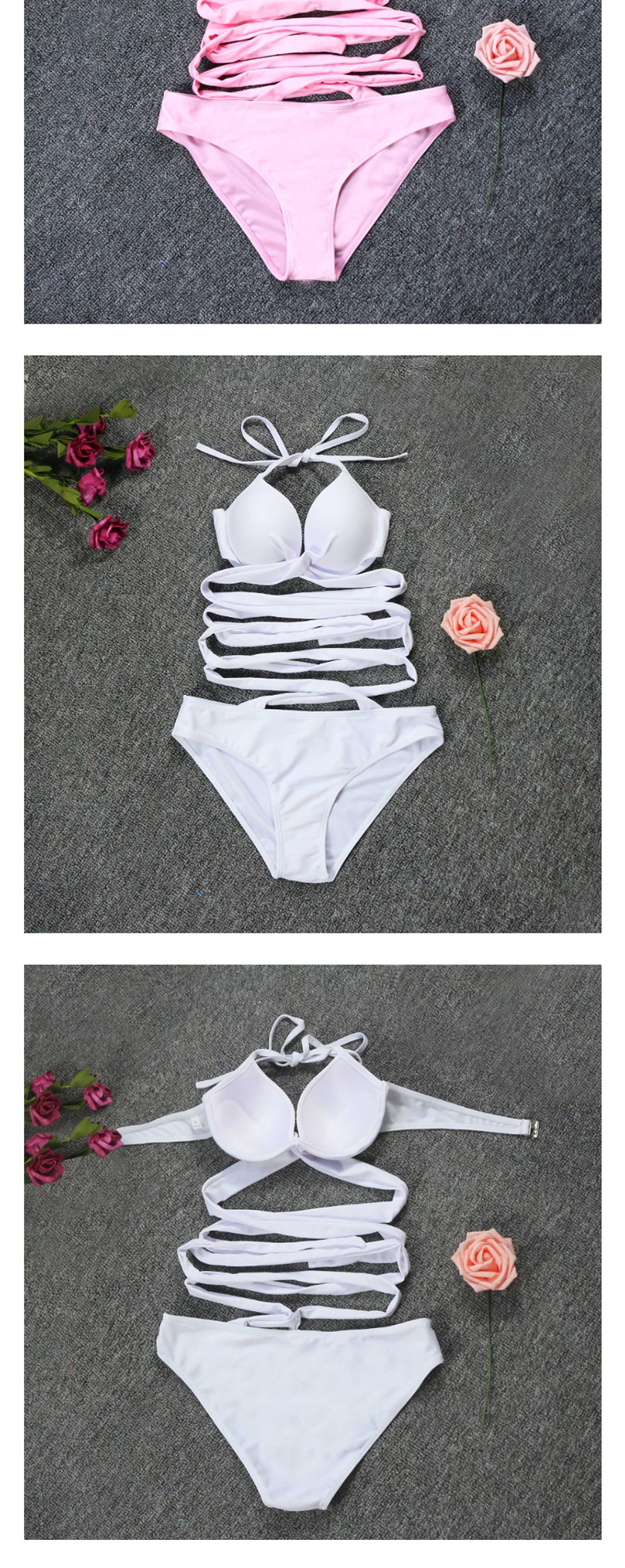 Fashion White Cross Strap Cutout Split Swimsuit,Bikini Sets