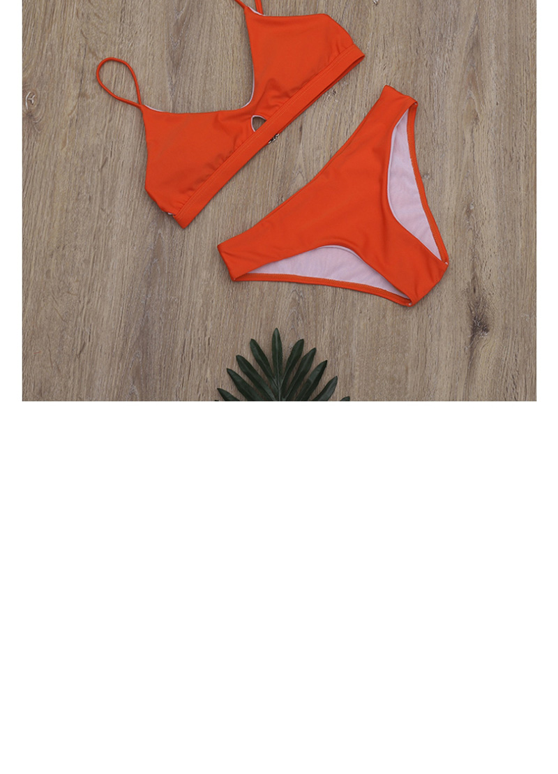 Fashion Orange Solid Color Cutout Low Waist Split Swimsuit,Bikini Sets