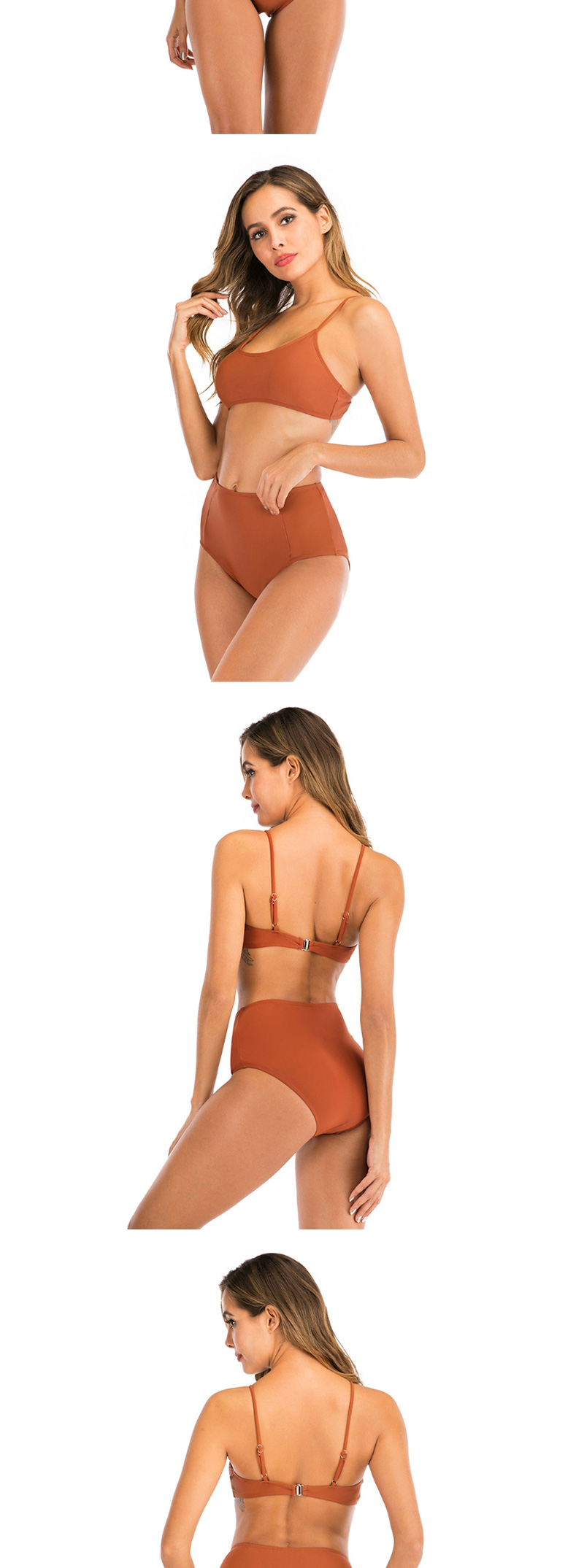 Fashion Orange High Waist Double Wear Split Chest Swimsuit,Bikini Sets