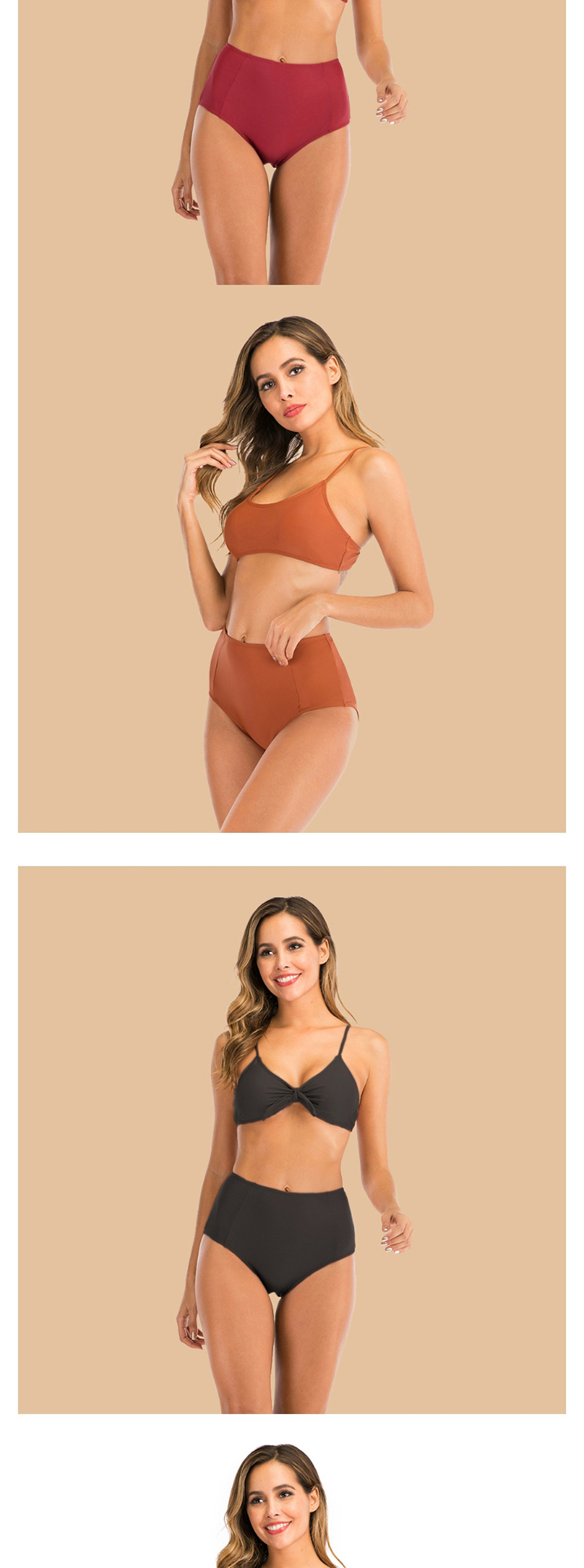 Fashion Orange High Waist Double Wear Split Chest Swimsuit,Bikini Sets