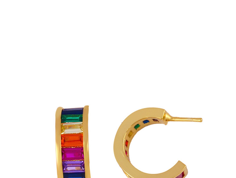 Fashion Color C-shaped Geometric Stud Earrings,Earrings