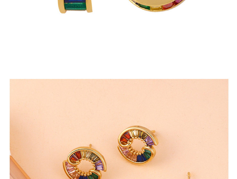 Fashion Color Geometric Circle Cutout Earrings With Diamonds,Earrings