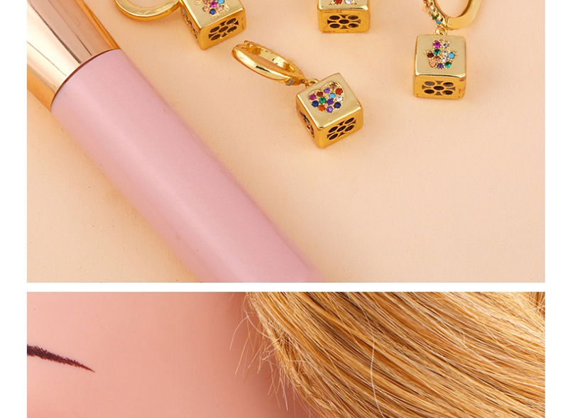 Fashion Golden Diamond Block Alphabet Earrings,Earrings
