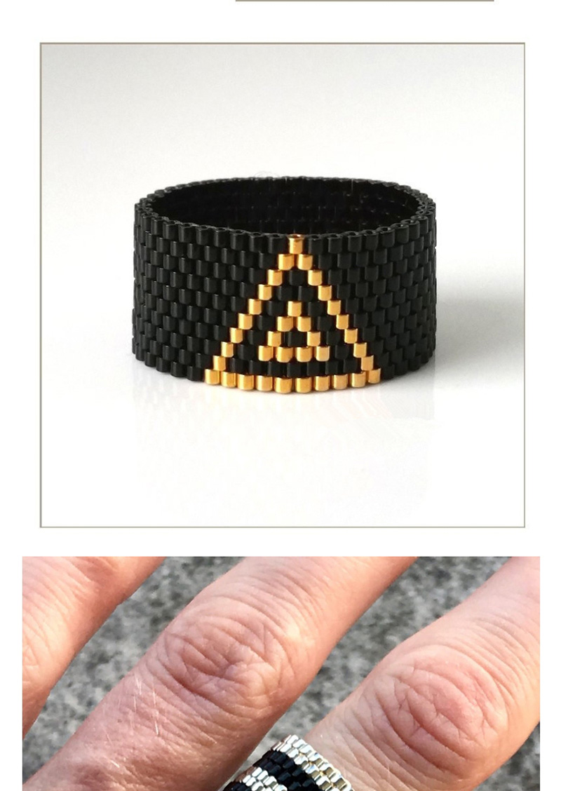 Fashion Black Rice Beads Hand-woven Heart Arrow Ring,Fashion Rings