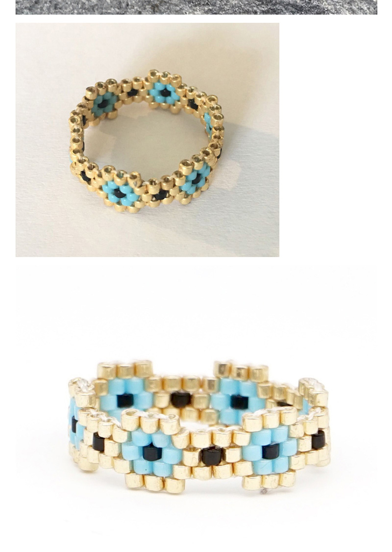 Fashion Blue Rice Beads Hand-woven Ring,Fashion Rings