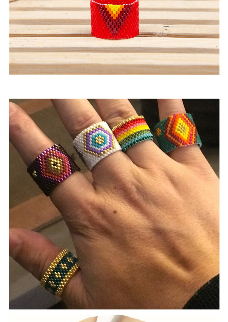 Fashion Purple Rice Beads Hand-woven Geometric Ring,Fashion Rings