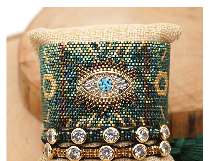 Fashion Green Rice Beads Woven Diamond Bracelet,Beaded Bracelet