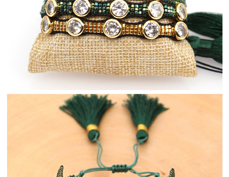 Fashion Green Rice Beads Woven Diamond Bracelet,Beaded Bracelet