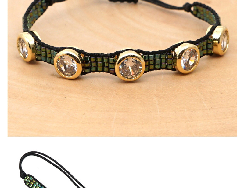 Fashion Green Religious Totem Bracelet Set With Woven Diamonds,Bracelets Set