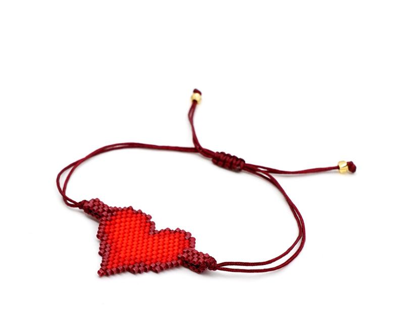 Fashion Red Rice Beads Hand-woven Love Bracelet,Beaded Bracelet