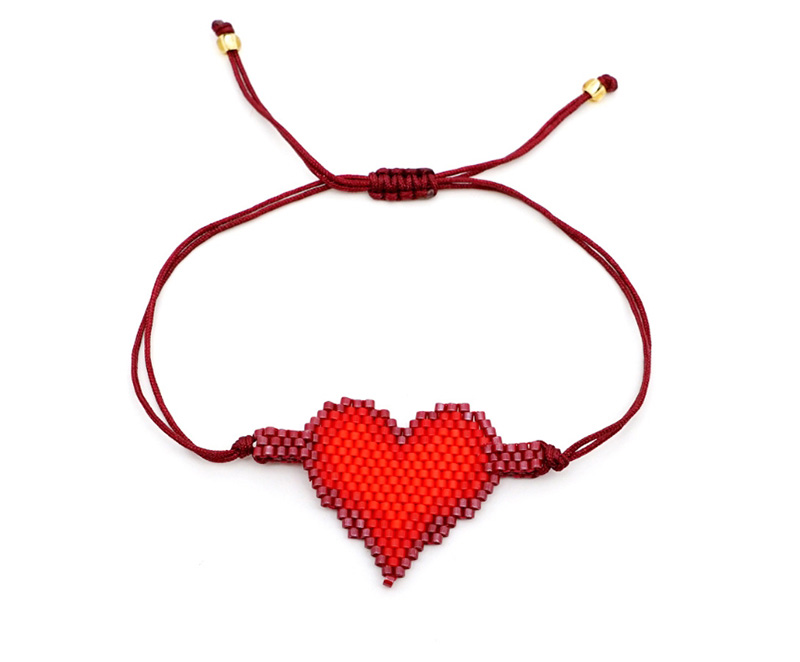 Fashion Red Rice Beads Hand-woven Love Bracelet,Beaded Bracelet