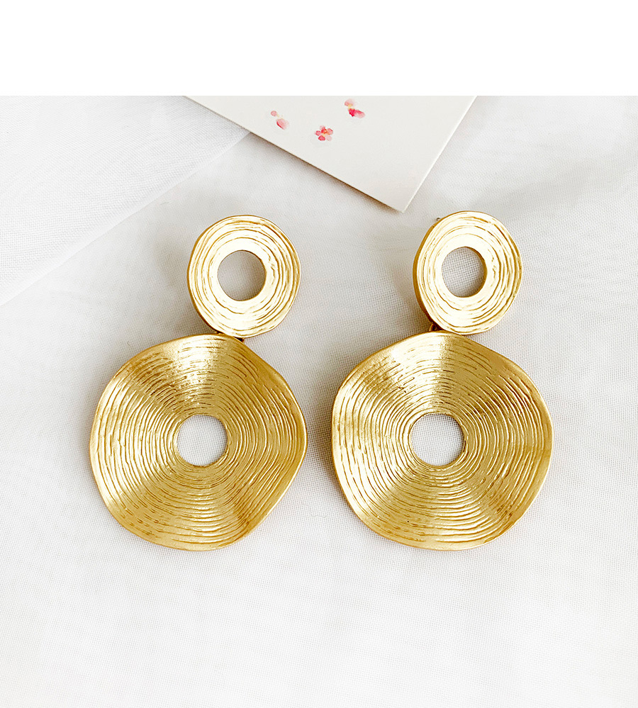 Fashion Sub-gold Alloy Irregular Round Hollow Stud Earrings,Drop Earrings