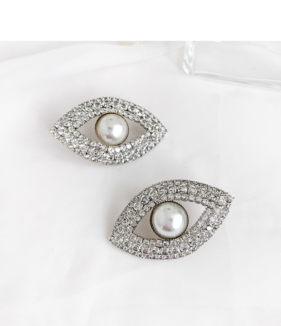 Fashion Silver Alloy Eye Pearl Stud Earrings,Stud Earrings