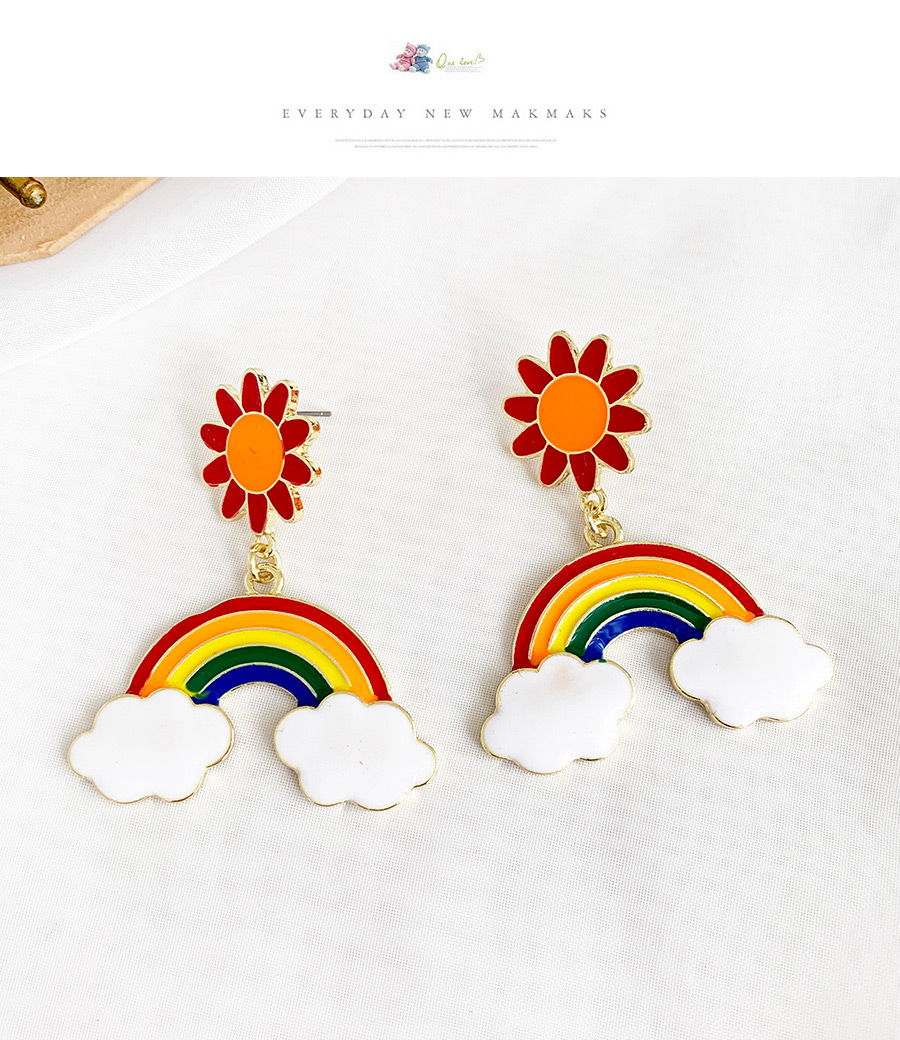 Fashion Color Alloy Dripping Rainbow Cloud Stud Earrings,Drop Earrings