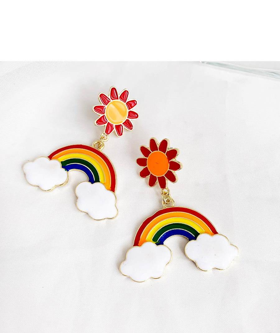 Fashion Color Alloy Dripping Rainbow Cloud Stud Earrings,Drop Earrings