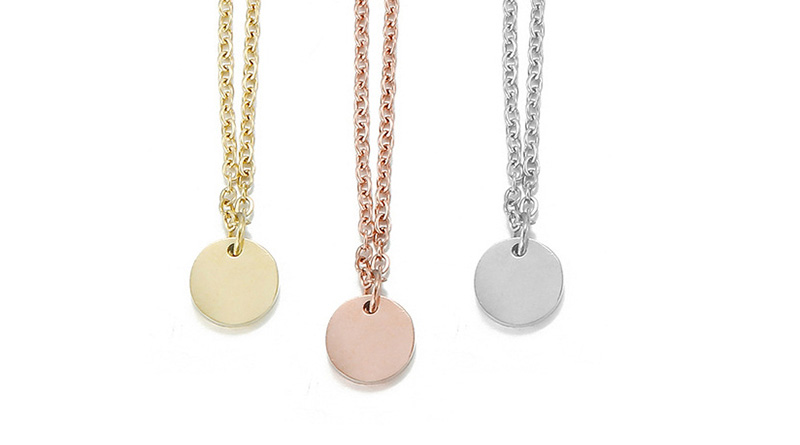 Fashion Steel Color Rectangular Small Round Stainless Steel Double Layer Necklace,Necklaces