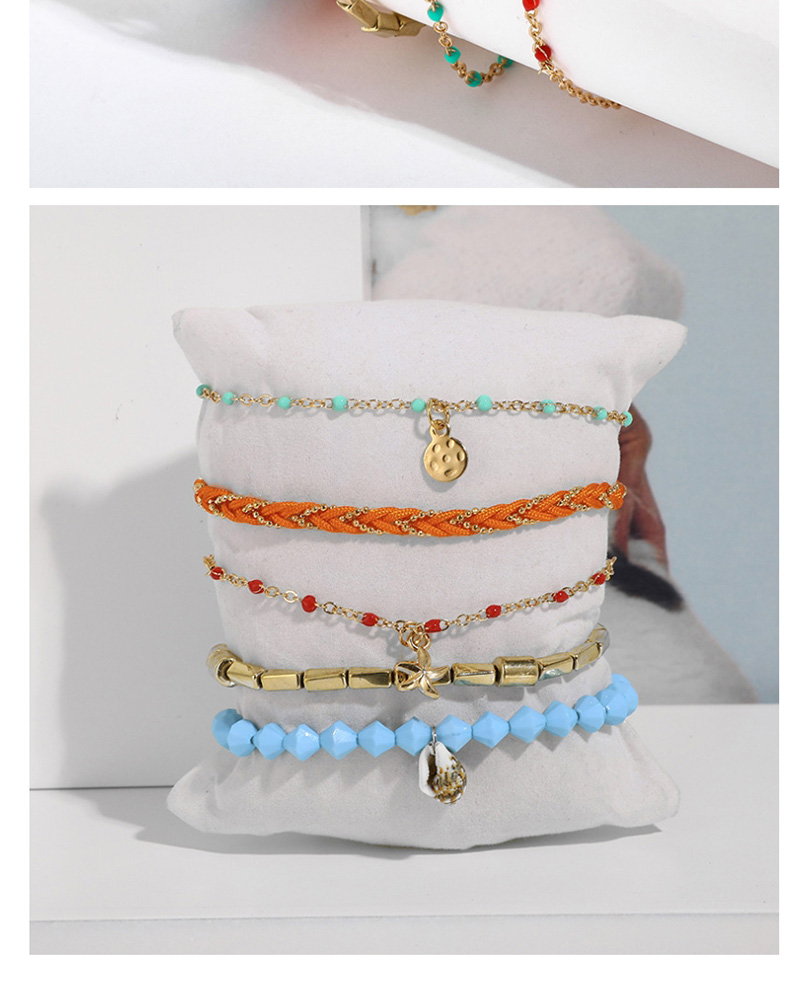 Fashion Color M Zhuhai Spiro Starfish Metal Anklet Set Chain,Beaded Bracelet