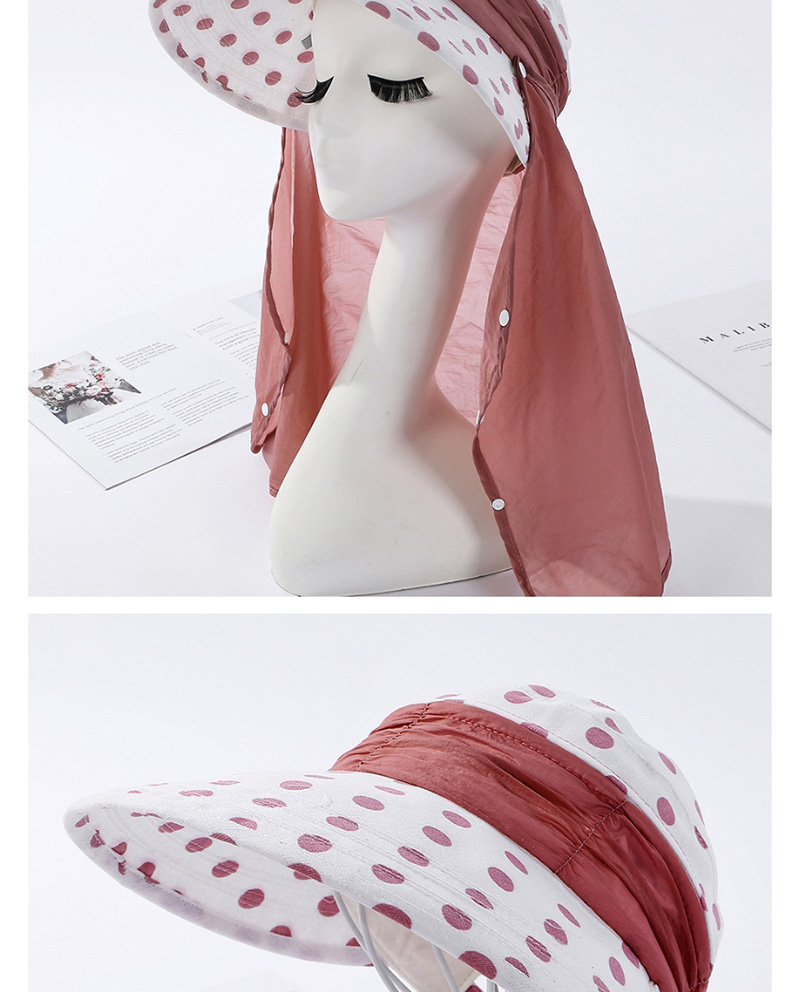 Fashion Leather Pink Polka-dot Print Face Picking Tea Cap,Sun Hats