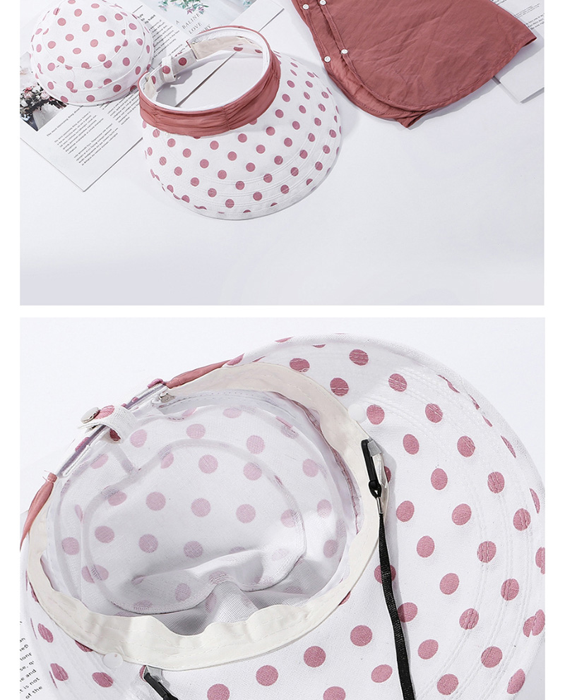 Fashion Leather Pink Polka-dot Print Face Picking Tea Cap,Sun Hats