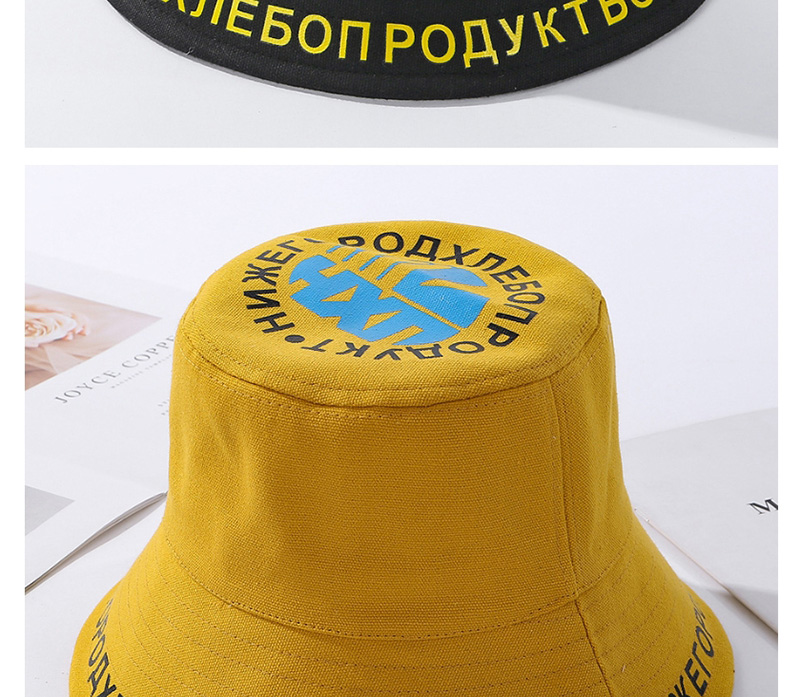 Fashion Yellow Letter Print Foldable Male Fisherman Hat,Sun Hats