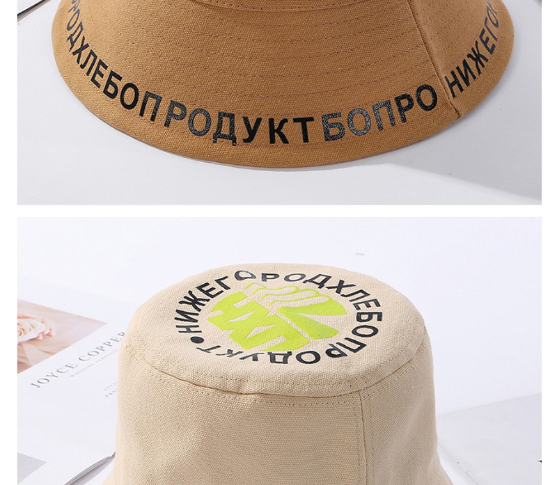 Fashion Khaki Letter Print Foldable Male Fisherman Hat,Sun Hats