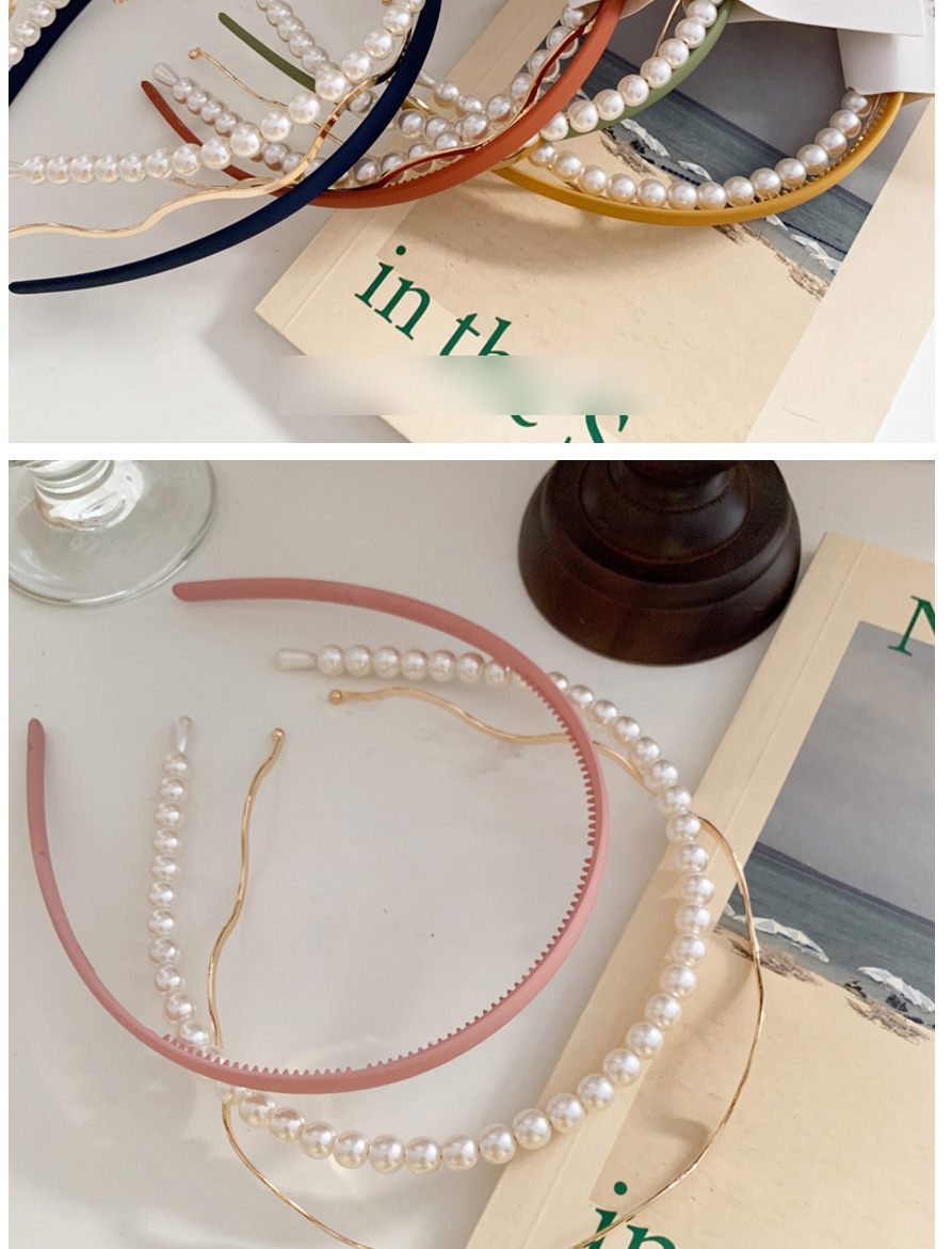 Fashion Pink Pearl Wave Metal Toothed Hair Hoop Combination,Head Band