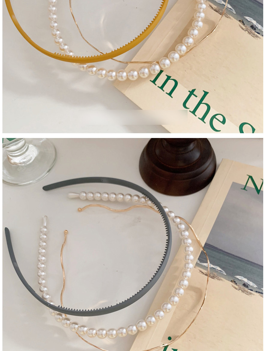 Fashion Gray Pearl Wave Metal Toothed Hair Hoop Combination,Head Band