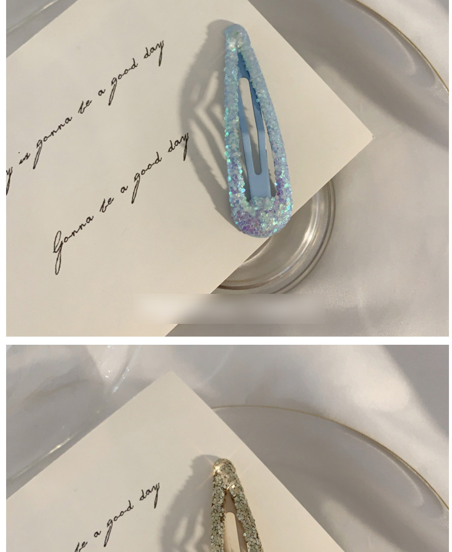 Fashion Blue Geometric Cutout Hair Clip With Sparkling Water Drops,Hairpins