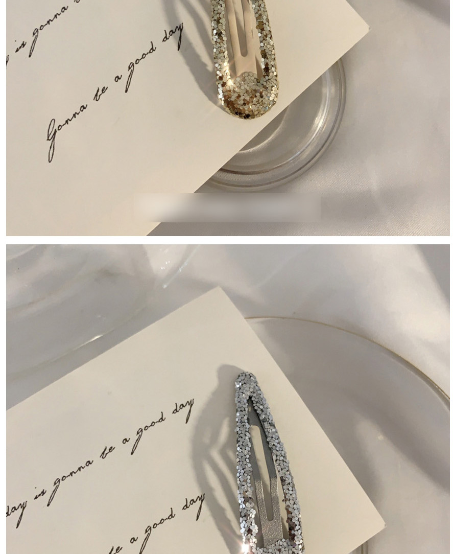 Fashion Silver Geometric Cutout Hair Clip With Sparkling Water Drops,Hairpins