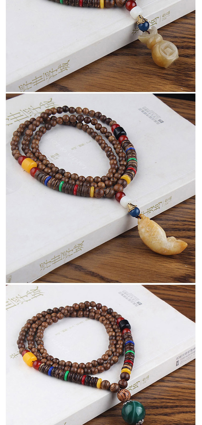 Fashion Turquoise Turquoise Wooden Beads Long Sweater Chain,Pendants
