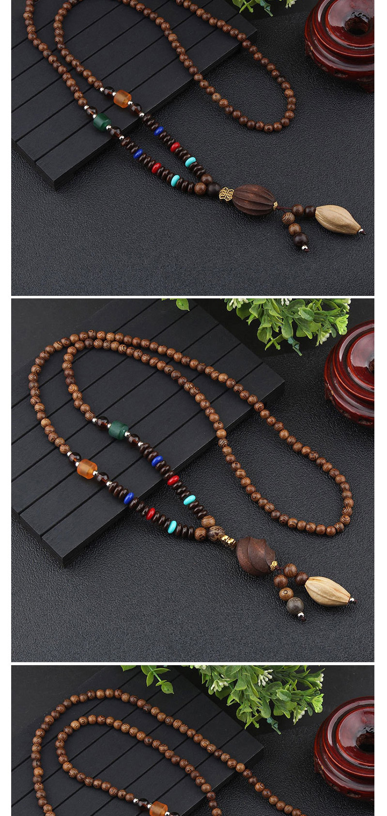 Fashion Red Plastic Cylindrical Wooden Beads Long Sweater Chain,Pendants