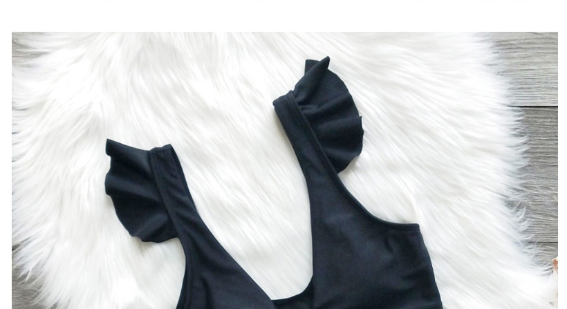 Fashion Black Ruffled Chest Split Swimsuit,Bikini Sets