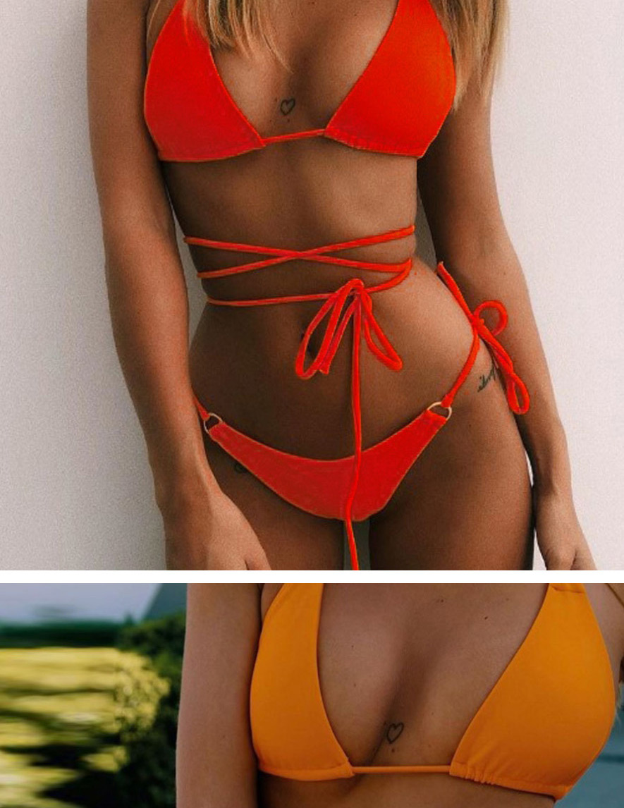 Fashion Red Tie-strap Cutout V-neck Split Swimsuit,Bikini Sets