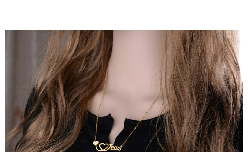 Fashion Golden Letter Love Hollow Titanium Steel Necklace,Necklaces