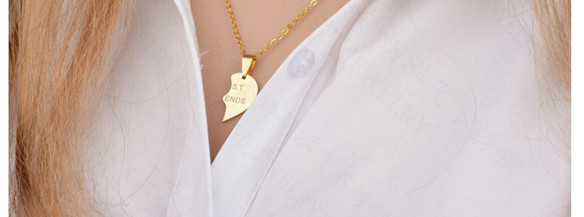 Fashion Golden Broken Heart Letter Stainless Steel Couple Necklace,Necklaces