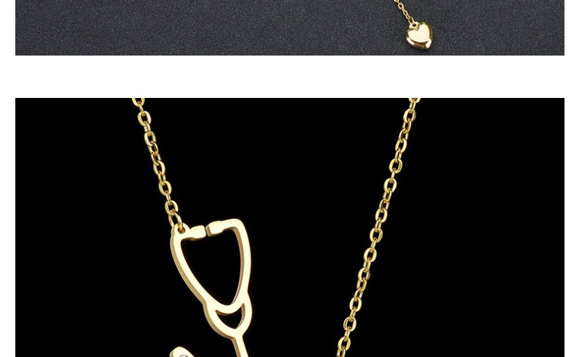 Fashion Golden Stethoscope Love Hollow Necklace,Necklaces