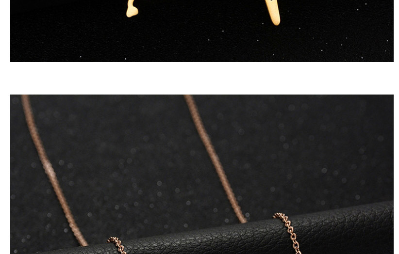 Fashion Rose Gold Ecg Titanium Steel Openwork Necklace,Necklaces