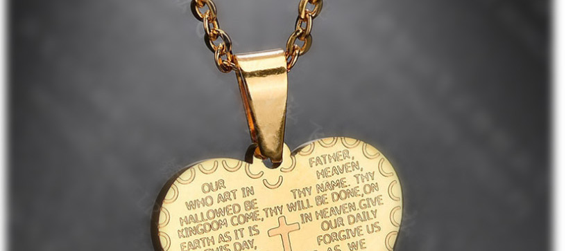 Fashion Steel Color Bible Verse Cross Stainless Steel Necklace,Necklaces