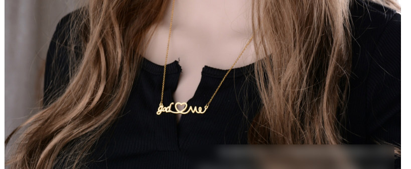 Fashion Golden Letter Love Hollow Couple Stainless Steel Necklace,Necklaces